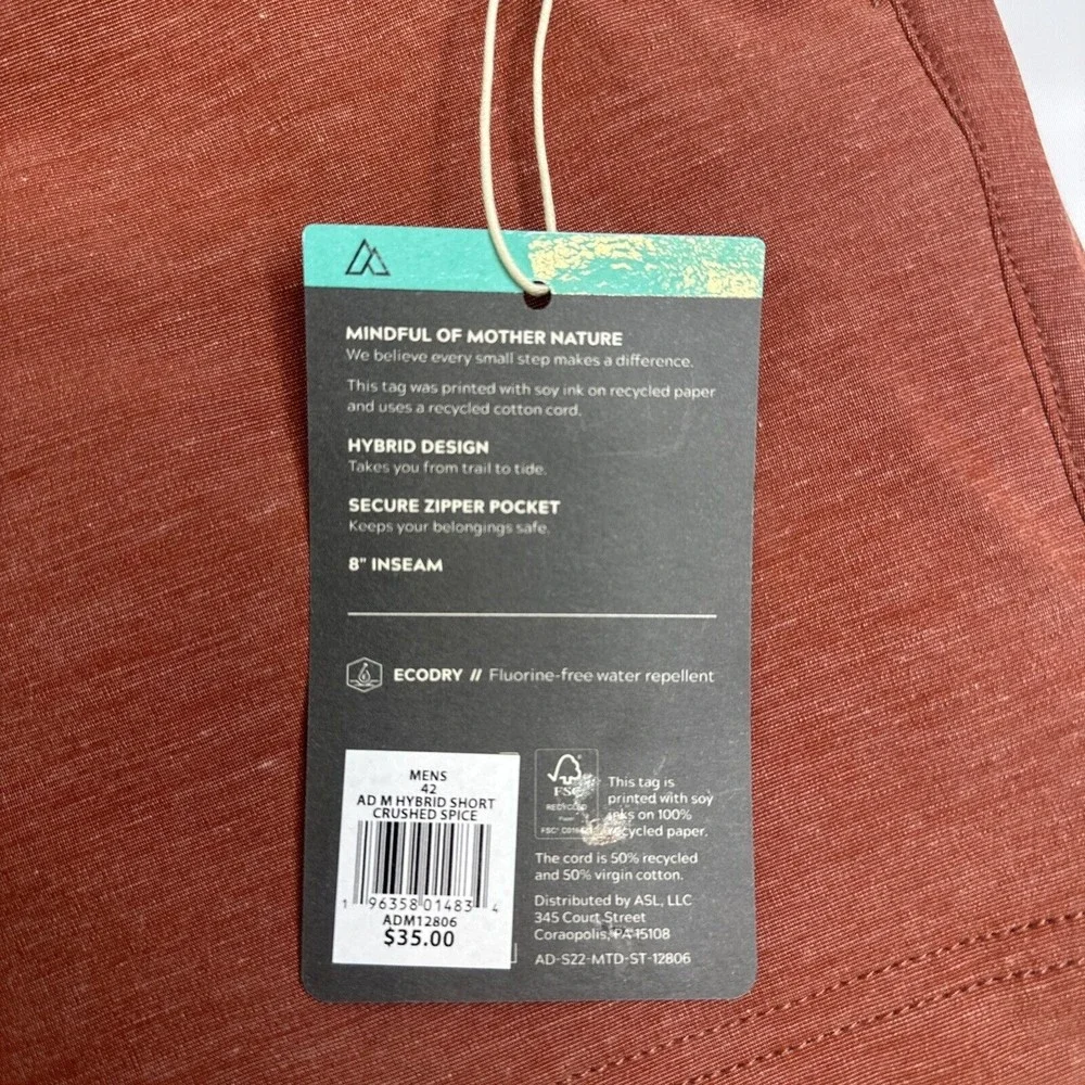 NWT Alpine Design Men's Size 42 Hybrid Hiking Swim Shorts 8” Inseam Zip Pocket - Picture 3 of 11